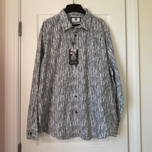 New Men's English Laundry Black & White Patterned Button-Down Shirt